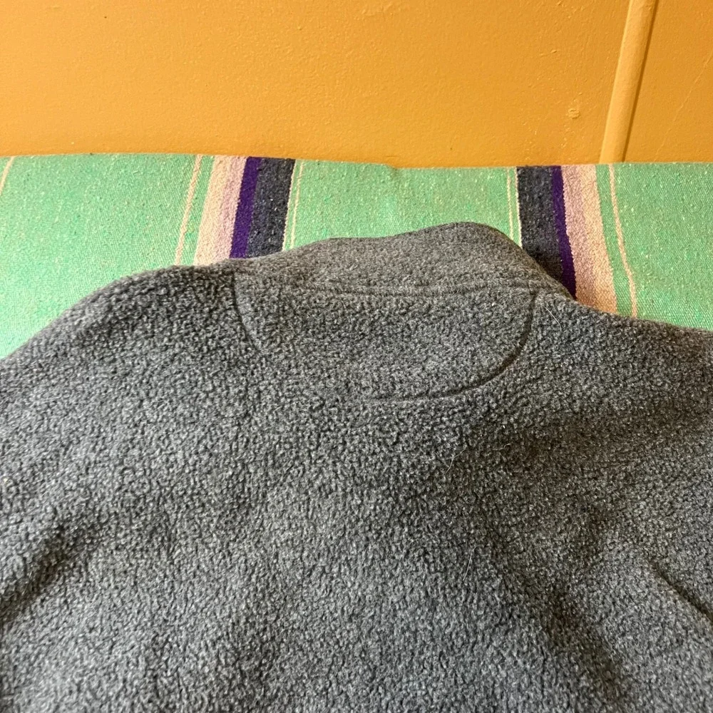 Lands End Fleece Pullover Mens M Gray 1/4 Zip Sherpa Made in USA AV93